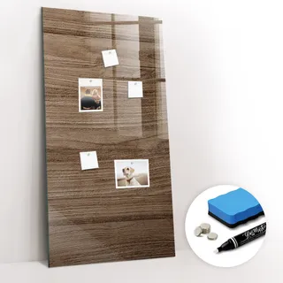 Magnetpinnwand Memoboard - Zubehörsatz - Weißer Marker + Schwamm + Magnete - 60 x 120 cm - Neues Holz - Braun