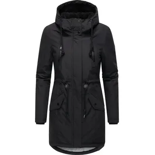 Ragwear Wintermantel Warmer atmungsaktiver und wasserdichter Parka mit Teddyfell gefüttert und mit Kapuze Elsien YOUMODO Black Gr. L - L