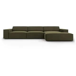 Micadoni Ecksofa rechts Jodie aus Samt grün 4 Sitzplätze , Grün , Textil , L-Form , 284x166 cm , Hergestellt in Europa, Oeko-Tex® , Wohnzimmer, Sofas & Couches, Wohnlandschaften, Ecksofas