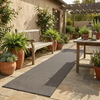 Tadi & Imperio1979 Teppich für Wohnzimmer und Außenbereich, einfarbig, anthrazit, Teppich, Schlafzimmer, Terrasse, Langer Flur, Eingangsmatte, Teppich, 140 x 200 cm