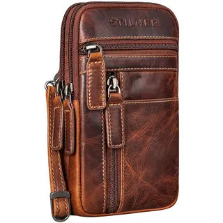 STILORD 'Asher' Leder Brustbeutel Herren Vintage Gürteltasche Crossbody Bag Handytasche zum Umhängen Kleine Brusttasche stylish für Handy Pass Reisebörse Männer Echtleder, Farbe:salerno - braun
