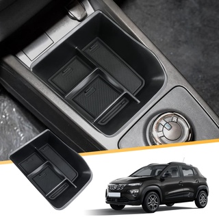 LFOTPP Kompatibel mit Dacia Spring Electric EV Mittelkonsole Armlehne Organizer Aufbewahrungsbox Zubehör, Soul Booster Handschuhfach Aufbewahrung Tray Mit Rutschfestermatte (Schwarz)