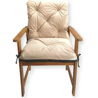 4L Textil Gartenstuhlauflage Niedriglehner Hochlehner (50x70x50 cm, Beige) - Beige