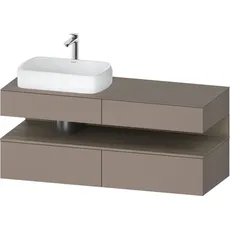 Duravit Qatego Konsolenwaschtischunterbau, 2 Auszüge, 2 Schubkästen, Ausschnitt links, 1400x550x600mm, Nische Eiche Terra, QA4765035, Farbe: Basalt Matt