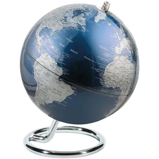 TROIKA Globus Mini Ø 13 cm GAGARIN Globus metallic-blaue Meere & matte silberfarbene Landflächen, verchromter ringförmiger Metallfuß bewegliche Achse - im hübschen Karton ideal zum Verschenken