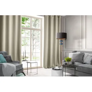 Eurofirany Design91 Samtvorhang Ösen Ösenschal Blickdichte Vorhänge Samt Velours 140x250 Samtvorhänge ROSA (BEIGE)