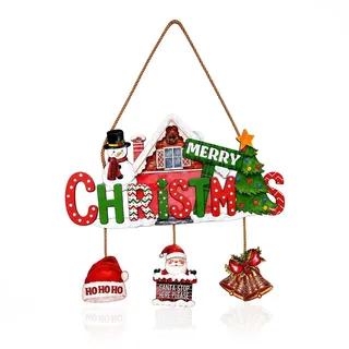 Weihnachtsdeko Tür 25 x 18 cm Türdeko Weihnachten Wichtel Holzschild | Holzschild Zum Aufhängen Als Weihnachten Dekoration & Weihnachtsdeko Für Tür Eingang Wand,Mit Jute-Seil & 3 Ornamenten.