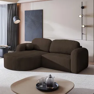 masseno Ecksofa AMILIA P mit Schlaffunktion L-Form, Sofa mit Bettkasten, Wohnzimmersofa, Couch, Soffa, Bettsofa, Couchgarnitur- Braun, POSO 06 - Braun