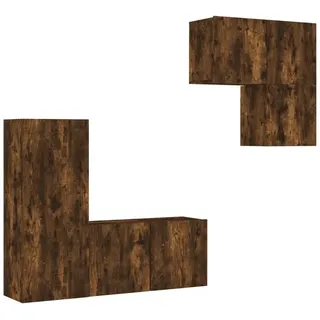 vidaXL 4-tlg. Wohnwand Räuchereiche Holzwerkstoff - Braun
