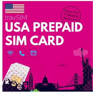 travSIM USA SIM Karte | T-Mobile Netzwerk | 50GB Daten zu 4G/5G Geschwindigkeit | SIM für die USA bietet unbegrenzte Nationale Anrufe & SMS | SIM Karte USA 21 Tage