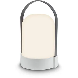 BRILONER - LED Tischlampe kabellos IP44 mit Touch, dimmbar in Stufen, warmweißes Licht, Akku Tischleuchte, Nachttischlampe, LED Lampe, Camping, Outdoor, 14,5 x 13,5 x 24 cm, Grau-Anthrazit