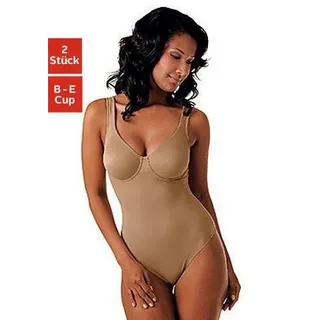 Nuance T-Shirt-Body 2er-Pack, mit Bügel, mit bodyforming Effekt, Shape wear Body, Shaping Body, braun