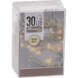 Lichterkette mit 30 LED in warm weiß - 300 cm - Weihnachts Tischlichterkette - Transparent