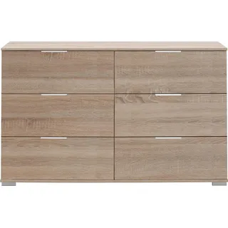 Schubladenkommode Easy Plus Kommode 130x41x83cm Farbe wählbar,Eiche Sägerau - Braun