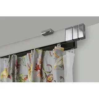 GARESA Vorhangstange FLAT 2-läufig Ø 0 mm 370 cm Silber/Grau