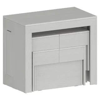 Tisch- und Stuhlset Dadamoni, Mehrzweckkomposition, Set mit Konsole und 2 ausziehbaren Bänken, 100 %  Italy, 66 x 25 x 45 cm, Weiß - Weiß