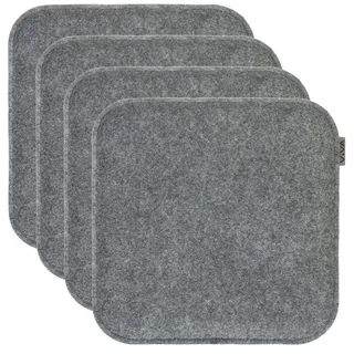 Brandsseller 4er Set Sitzkissen aus Filz 35x35x2 cm – Robuste Stuhlauflagen für innen und außen, eckiges Sitzpolster, strapazierfähiges Kissen für Stühle - Dunkelgrau