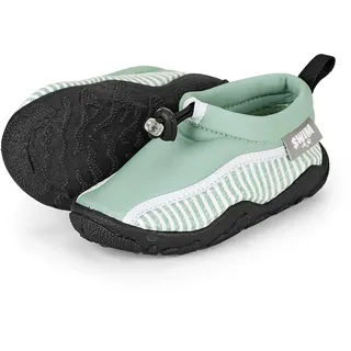 Sterntaler Badeschuhe Stripes – Jungen Baby Aquaschuhe knöchelhoch mit Kordelstopper – Griffige Sohle – Funktionsmaterial mit Streifenprint – Kinder Wasserschuhe - Bademode - Farbe mattgrün, Größe 26