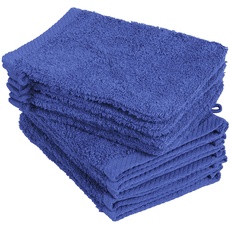 10er Pack Waschhandschuhe, Waschlappen Größe 15x21 cm in Royalblau 100% Baumwolle