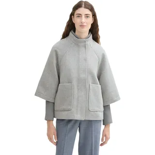 TOM TAILOR Damen 1042901 Cape Jacke, 21373-Medium Silver Grey Melange, XXL