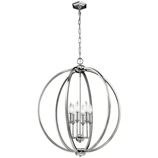 Elstead Lighting Hängeleuchte , Nickelfarben , Metall , Kugel , 86.4 cm , Grüner Punkt, RoHS , Lampen & Leuchten, Leuchtenserien