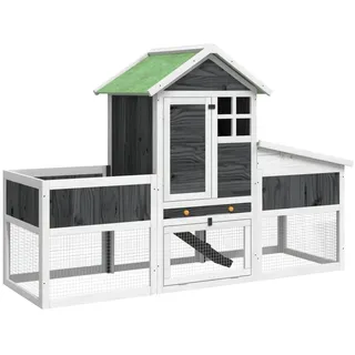 vidaXL Kaninchenstall Grau 170x63x113 cm Massivholz Kiefer - Grau