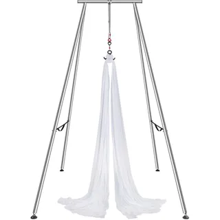 Vevor Aerial Yoga Hängematte Kit, Professioneller Yoga Ständer 295cm Höhe, Weiß Hängematte 6x2.6m, Maximale Tragfähigkeit, von 250kg, für Fitness Bodybuilding, Pilates, Gym, Zuhause