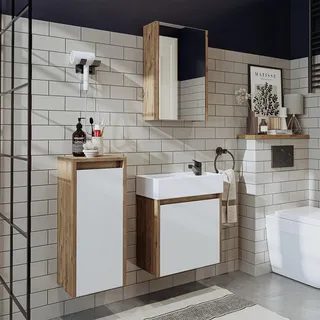 Badmöbelset - 50cm - Unterschrank mit Waschbecken - Badezimmer Möbel - Gäste WC