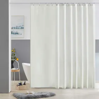 Furlinic Duschvorhang Überlänge Badvorhang Anti-schimmel für Dusche und Badewanne Textile Vorhänge aus Stoff Antibakteriell Wasserdicht Beige Extra Breit 275x180cm mit 18 Duschringen.