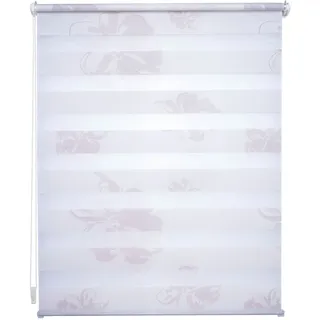 Seitenzugrollo LIEDECO "floral Blumendesign" Gr. 10, weiß, B:90cm H:210cm, Metall, Polyester, Rollos, Seitenzugrollo, Klemmfix-DUO-Rollo, Doppelrollo "Blume"