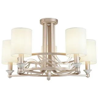 Maytoni Kronleuchter House, Creme, Gold, Metall, Kunststoff, Textil, zylindrisch,zylindrisch, 34.2 cm, Ce gleichmäßige Lichtverteilung, Lampen & Leuchten, Innenbeleuchtung, Hängelampen