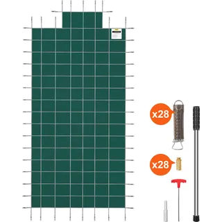 VEVOR Pool Abdeckplane 5,5 x 10,4 m, passend für 4,9 x 9,8 m große, rechteckige, in den Boden eingelassene Winterabdeckplane, grünes Netzgewebe, solide Pool-Sicherheitsabdeckung für Schwimmbad - Grün