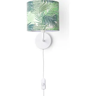 Tischlampe Schreibtischlampe Wandlampe Stoff Nachttisch E14 Blumen Jungle Deko - Weiß