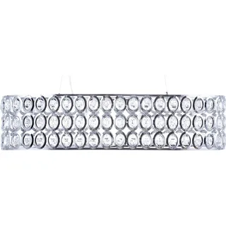 BELIANI Hängeleuchte Silber Metall 4-flammig ovaler Schirm mit Kristallen aus Acrylglas Moderner Glamouröser Stil - Silber