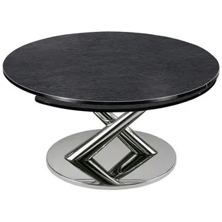 Naos Couchtisch , Anthrazit, Chromfarben , Metall, Keramik , rund , X-Form , 40x80x80-28 cm , Wohnzimmer, Wohnzimmertische, Couchtische, Couchtische rund