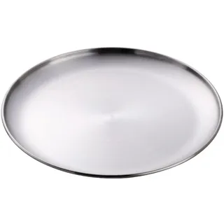Buyer Star Edelstahl Teller, 30cm Edelstahl Platten, Metall-Speiseteller für Steaksalat, Dessertteller, Edelstahlteller Rundes Servierteller für Camping Picknick Küche Grillen Party, 1 Stück Silber