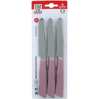 Pratesi Packung mit 6 TISCHMESSER cm.11 ANTIK, 18/8 Edelstahl, Rosa Antico, one Size