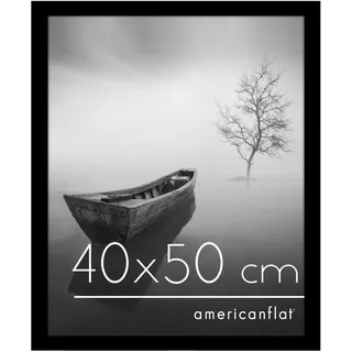 Americanflat Bilderrahmen 40x50 cm aus MDF-Holz mit bruchsicherem Plexi-Scheibe - Bilderrahmen 50x40 cm mit integrierter Aufhängung - für vertikale oder horizontale Wandmontage - Schwarz