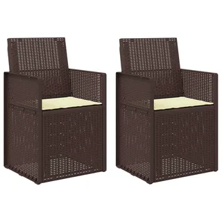 vidaXL Garten Esszimmerstühle 2 pcs Braun und Creme PP - Braun