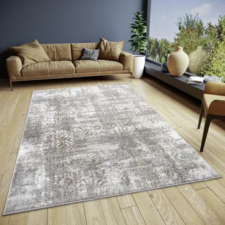 Hanse Home Style Vintage Teppich – Orientalischer Kurzflor Wohnzimmerteppich im Vintage Look, Orient-Teppich Läufer für Schlafzimmer, Esszimmer, Wohnzimmer, Flur – Grau Braun, 67x120cm