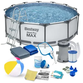Rahmen-Gartenpool 366 x 100 cm 17-in-1 Bestway 56418 - Blau, Grau