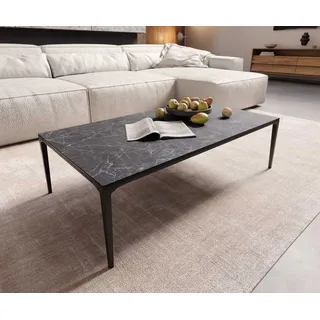 DeLife Couchtisch Levente 110x60 cm Keramik Laminam® Nero Greco Anthrazit Gestell Metall Schwarz - Weiß/Grau