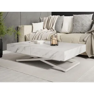 WFL GROUP Cavetta Weiß Marmor 120-200 x 80 x 27-76 cm