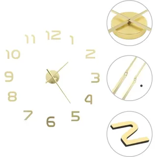 The Living Store 3D-Wanduhr Modernes Design 100 cm XXL Golden - Gold