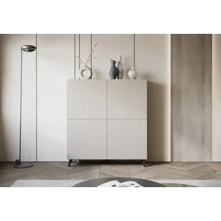 Highboard HOME AFFAIRE "HIGHBOARD PHUKET II, Stilvolle, grifflose Hochkommode, Breite 120cm", kashmir, B:120cm H:130cm T:39cm, ABS-Kunststoff, FSC-zertifizierter Holzwerkstoff, Holzwerkstoff, Kunststoff, Sideboards, Highboard, Mit 4 Türen und 8 Fächern und höhenverstellbaren Einlegeböden