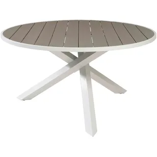VCM Gartentisch Ø 140 x 73 cm Grau/Weiß