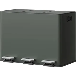 Küchenabfallbehälter, 3-Fächer-Design, Soft-Close-Deckel, Grün