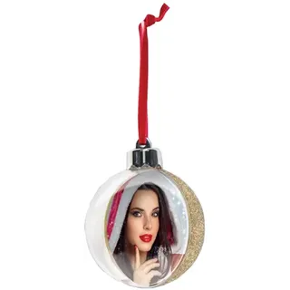 Kugel Weihnachten Individualisierbar Mit Foto 7,5x7,5cm Zep Foto Snow Flake Gold