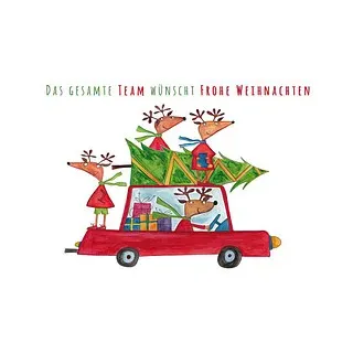 LUMA Weihnachtskarte Rentiere im Auto DIN B6