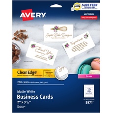 Avery 200 Visitenkarten, bedruckbar, Laserdrucker, 2 x 3,5, Clean Edge (5871)